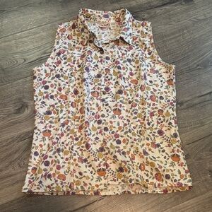 Woolrich Cream Sleeveless Blouse with Peter Pan Collar